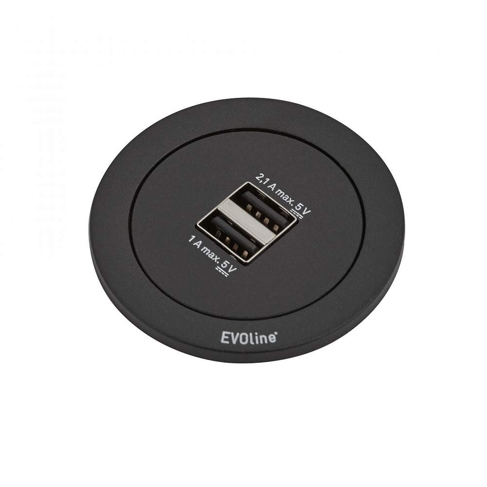 EVOline One (2 *USB Charger type A 5V/ 2,1 A max), кабель 3 м черный