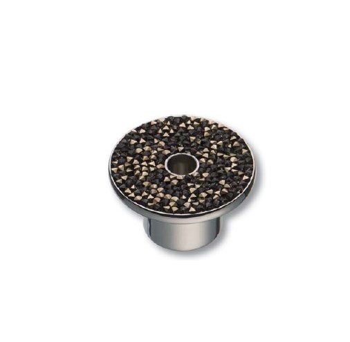 STONE16/CP-SW/A  Ручка кнопка c графитовыми кристаллами Swarovski, цвет –хром 16 мм