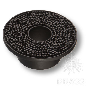 Ручка кнопка c чёрными кристаллами Swarovski, цвет покрытия - чёрный 32 мм