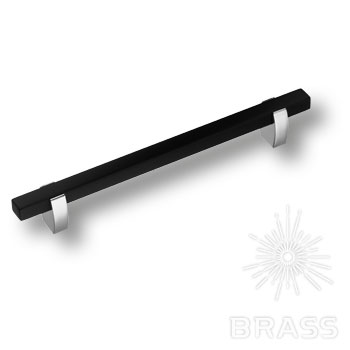 765-160-Chrome-Matt Black Ручка скоба, глянцевый хром с чёрной вставкой 160 мм