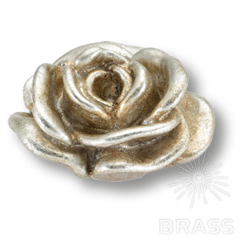 Ручка кнопка в форме розы, смола, ручная работа, цвет серебро, 55