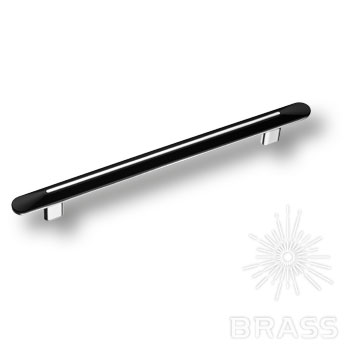 2330 192 Chrome/Matt Black Ручка скоба модерн LUNGO, глянцевый хром/чёрный матовый 192 мм