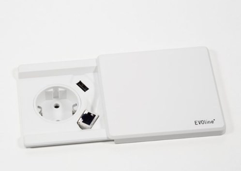 Встраиваемый блок розеток с Qi-зарядкой EVOline® Square80, 927.00.022, белый