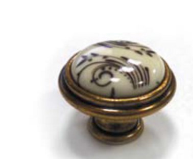 Ручка – кнопка мебельная GIUSTI 30 мм, бронза ";Орваль" / бежевый и коричневый