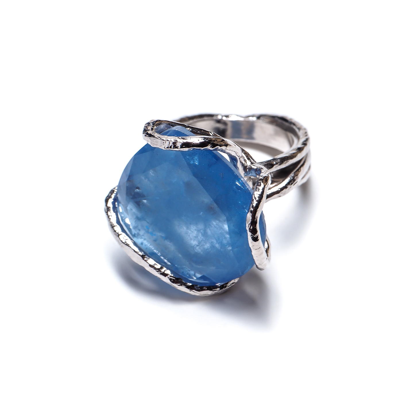 Кольцо Estrosia, с голубым кристаллом, ES-ANF20-4A (серебристый, 17,5)