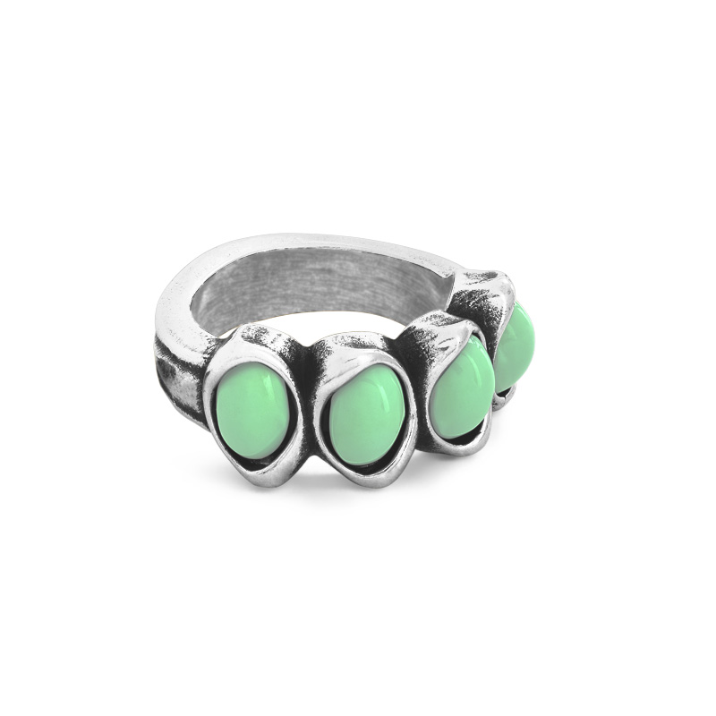 Кольцо Ciclon, Eka, с муранским стеклом, CN-201503 (18, зеленый)