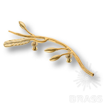 90095-АС Мзл Ручка мебельная скоба "Oliva Branch" левая, слоновая кость с патиной мраморное золото