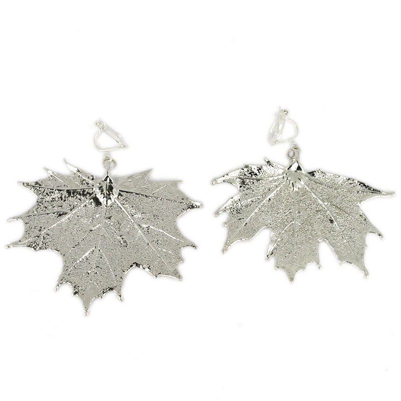 Клипсы из листьев Канадского клёна серебро (филигрань)