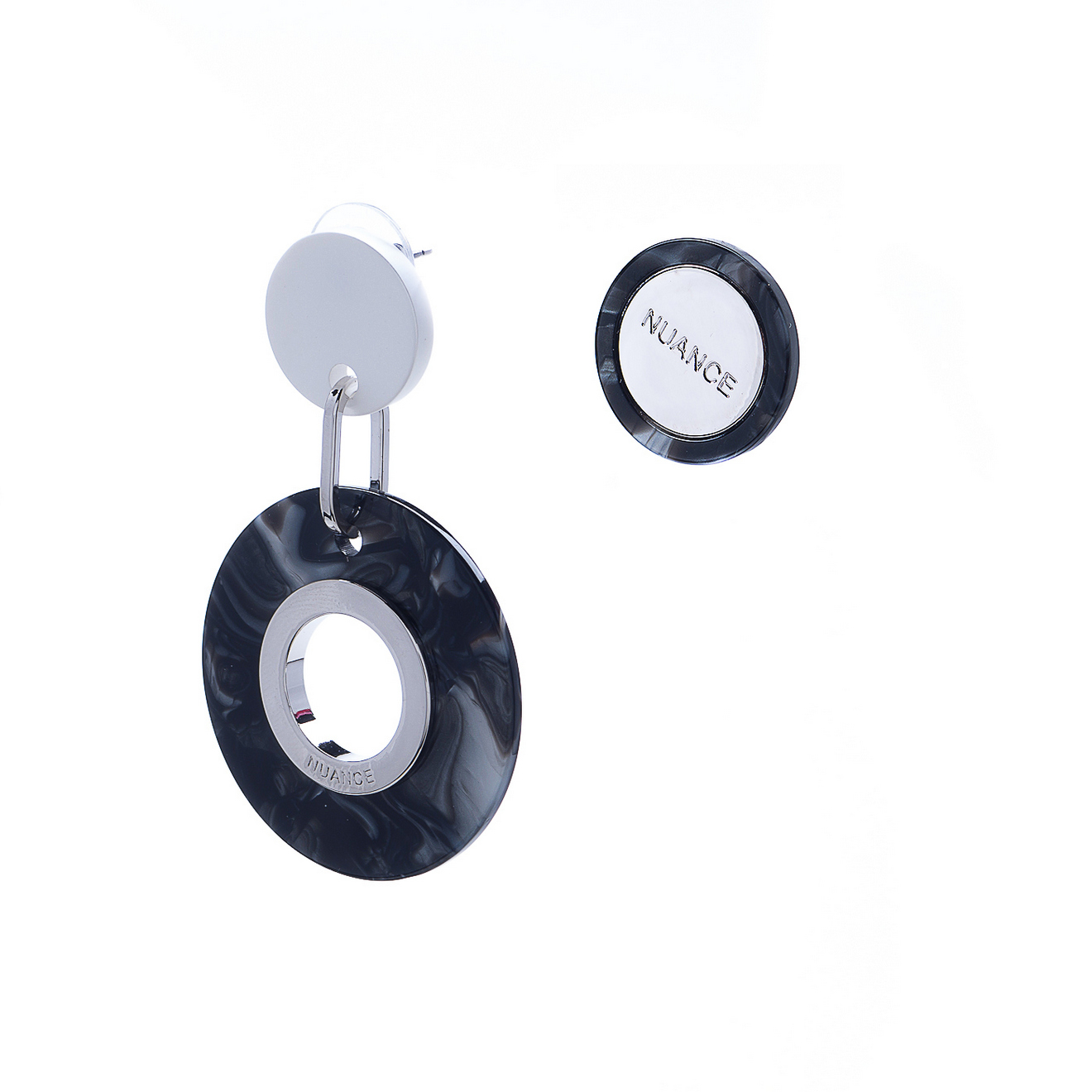 Серьги Nuance, асимметричные, с кольцом, NFN-21.10-039 (черный)
