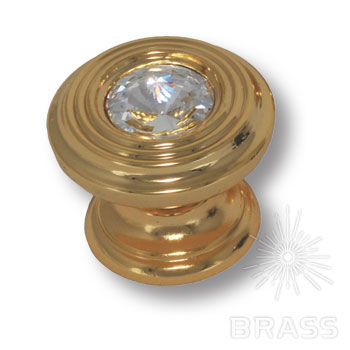 9952-100 Ручка кнопка с кристаллом Swarovski эксклюзивная коллекция, глянцевое золото