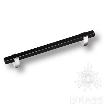 765-160-Chrome-Black Ручка скоба, глянцевый хром с чёрной вставкой 160 мм