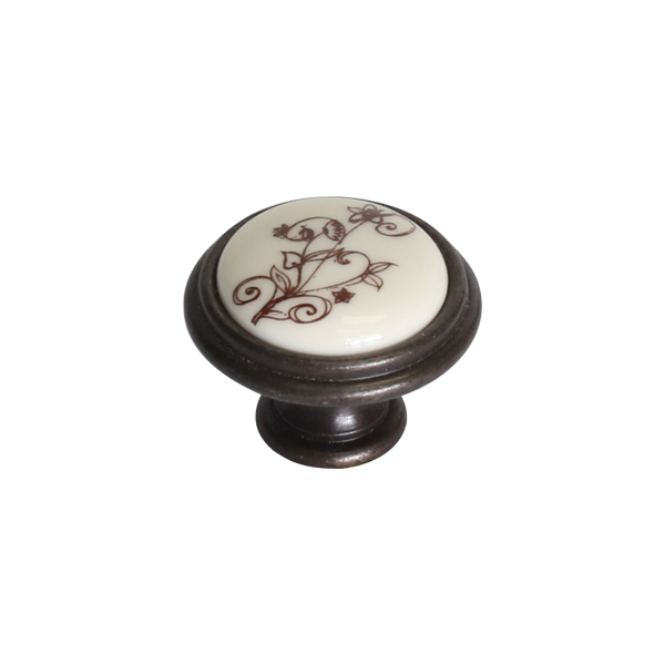 P77.Y01.G1.MB1G Ручка-кнопка, отделка бронза темная + керамика