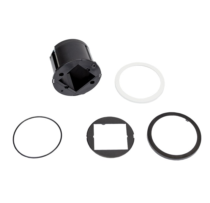 Встраиваемый модуль PIX (пустой), отделка чёрная + декоративные кольца (белое и черное)