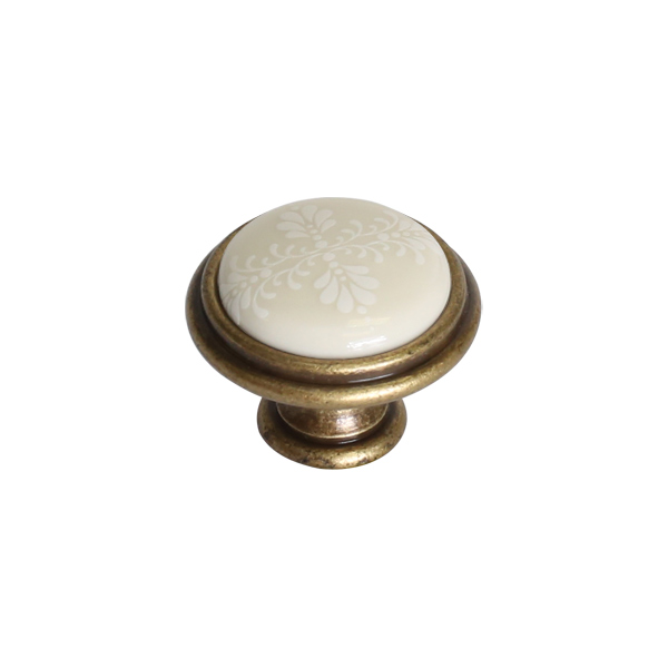 P77.Y01.G4.MD1G Ручка-кнопка, отделка бронза античная "Флоренция" + керамика
