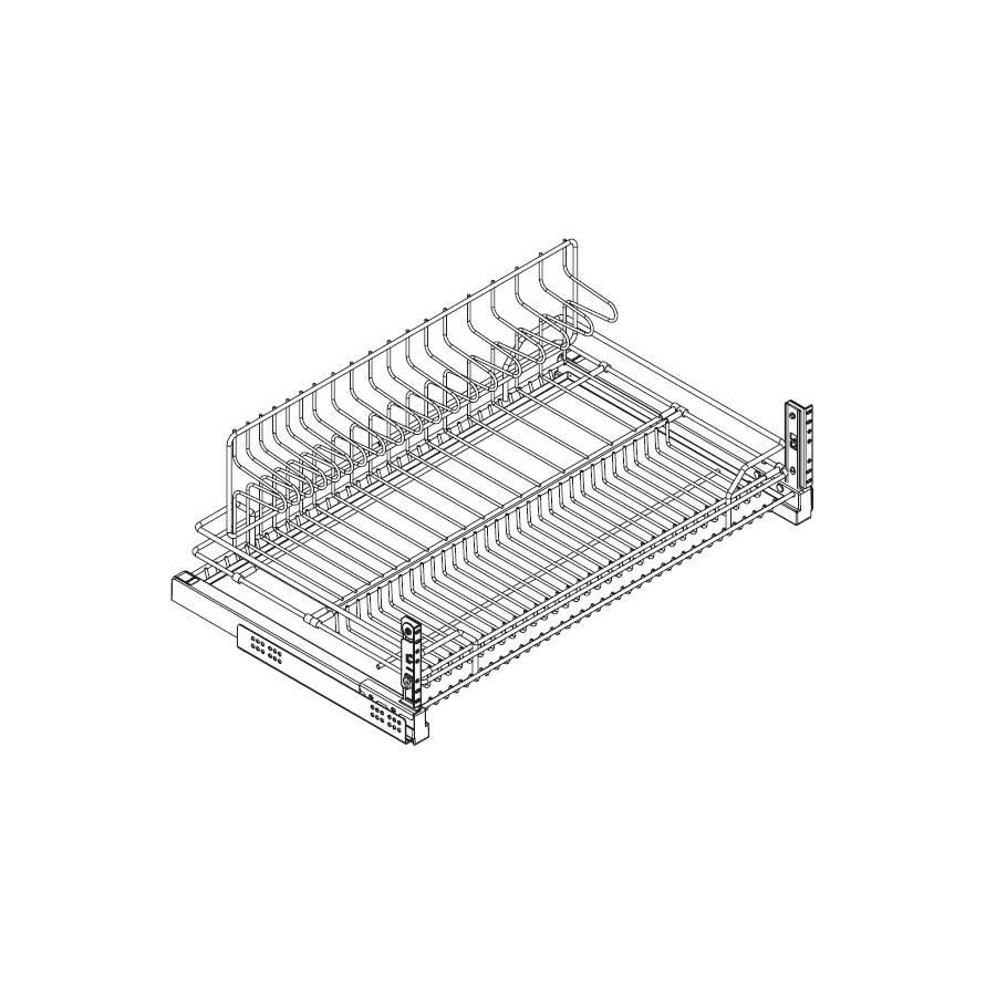 1703Y/80-45PCP Сетка для посуды 1-уровневая в нижнюю базу 800 выдвижная, с доводчиком, отделка хром