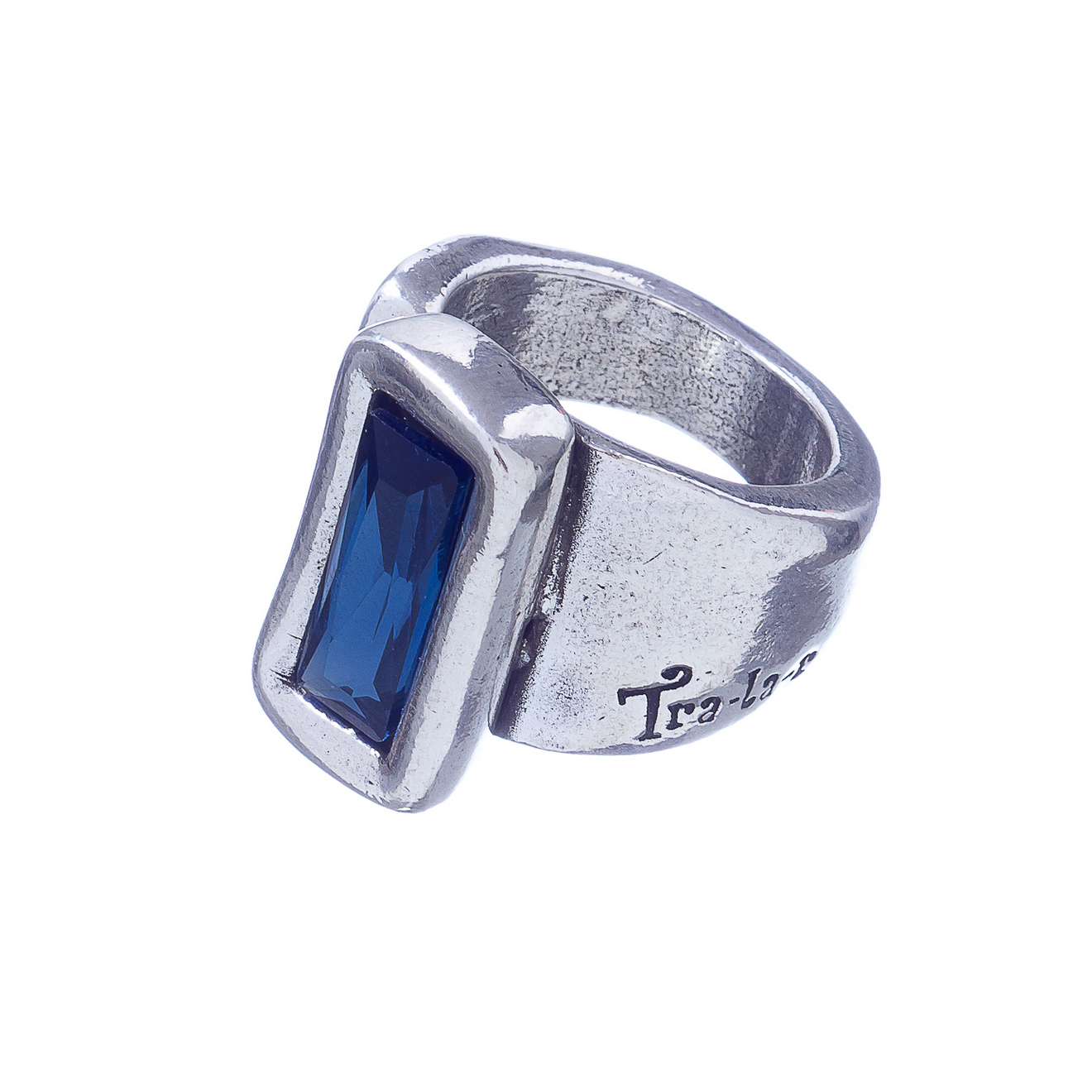 Кольцо Tra-la-ra, Baguette, незамкнутое, с кристаллом Swarovski, TLR21-195P304 (синий)