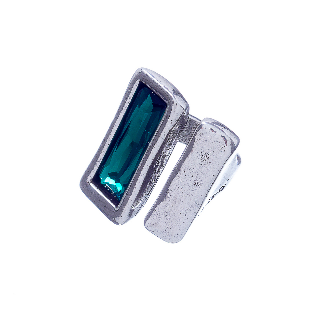 Кольцо Tra-la-ra, Baguette, незамкнутое, с кристаллом Swarovski, TLR21-195P302 (зеленый)
