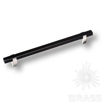 765-192-Chrome-Black Ручка скоба, глянцевый хром с чёрной вставкой 192 мм