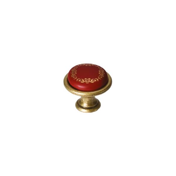 Ручка-кнопка, отделка бронза античная 'Флоренция' + керамика 'Бордо' (1 винт М4х22 + 1 винт М4х25)
