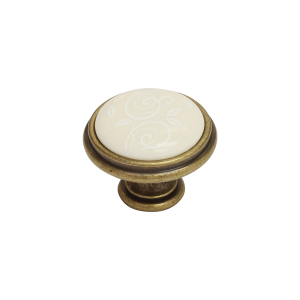 P77.Y01.M3.MD1G Ручка-кнопка, отделка бронза античная "Флоренция" + керамика