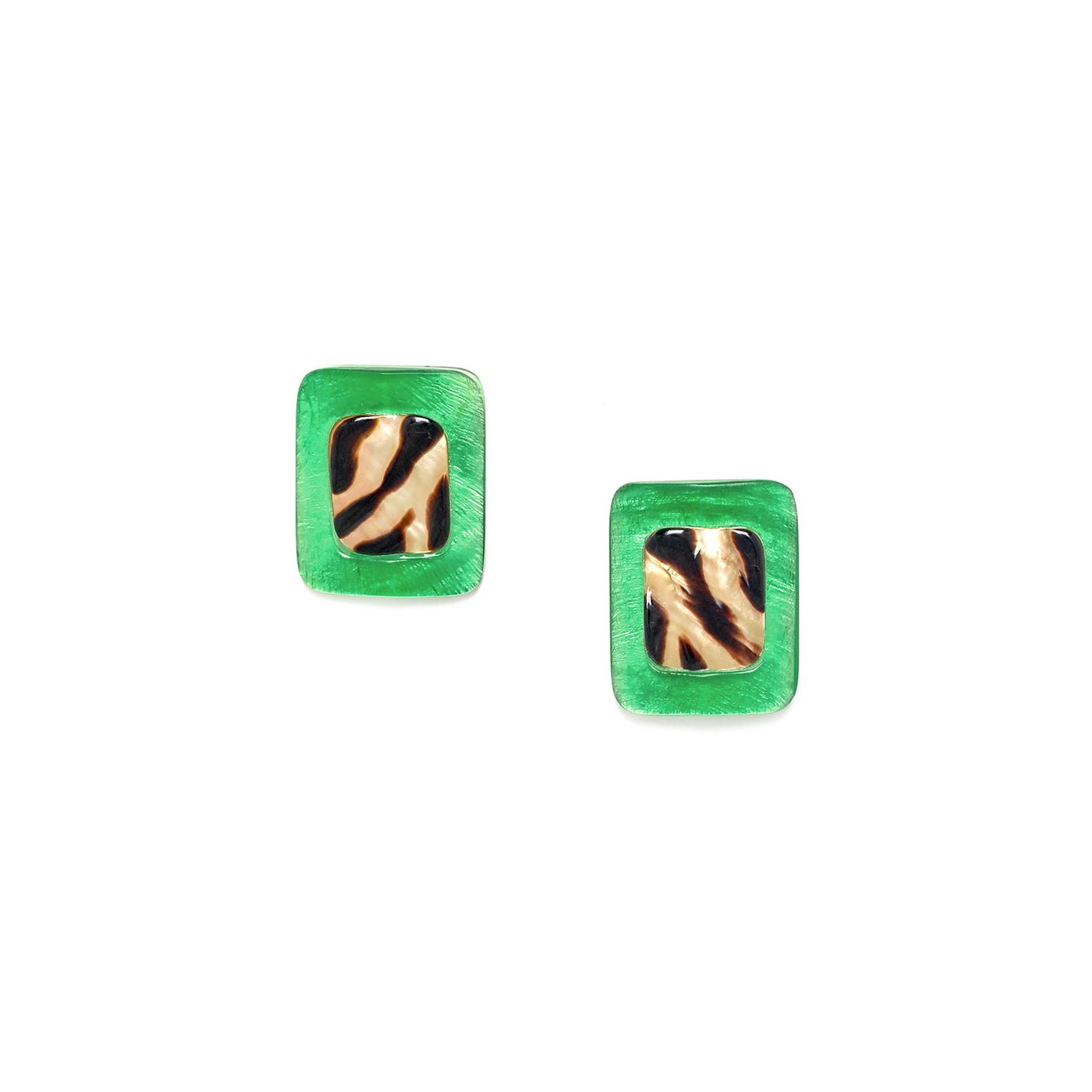 Серьги Nature Bijoux, Precious Savanna, с перламутром и раковиной в смоле, NB21.2-12-75820 (зеленый)