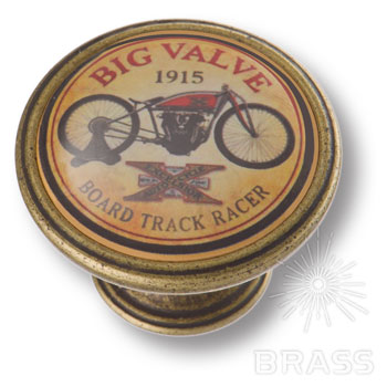 550BR09 Ручка кнопка BIG VALVE 1915, американская дорога - мотороллер, старая бронза