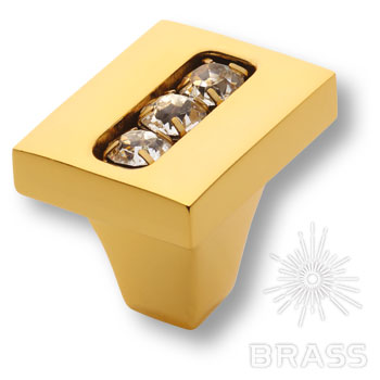 0771-003-1 Ручка кнопка, латунь с кристаллами Swarovski, глянцевое золото