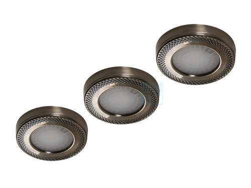 Комплект: Три светодиодных светильника SUN ARTxT 24V, цвет - античное серебро, трансформатор