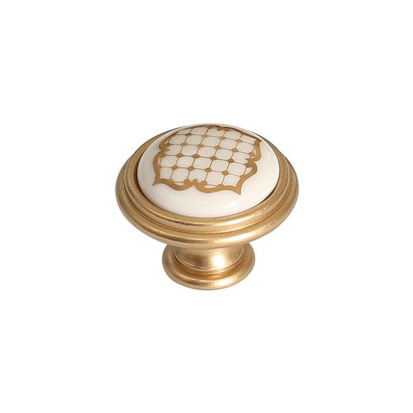 P77.Y01.S1.MR8G Ручка-кнопка, отделка золото матовое "Милан" + керамика