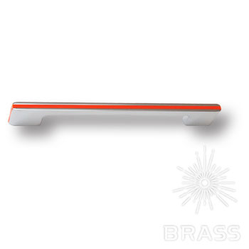 182160MP02PL09 Ручка скоба модерн, глянцевый хром с оранжевой вставкой 160 мм