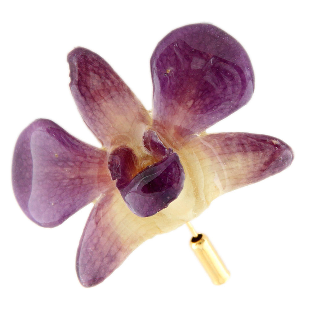 Брошь из орхидеи фиолетовая