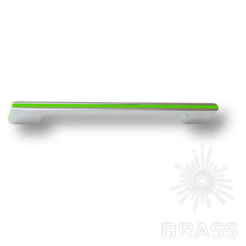 182160MP02PL13 Ручка скоба модерн, глянцевый хром с зеленой вставкой 160 мм