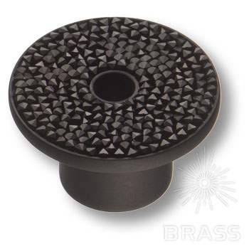 Ручка кнопка c чёрными кристаллами Swarovski, цвет покрытия - чёрный 16 мм