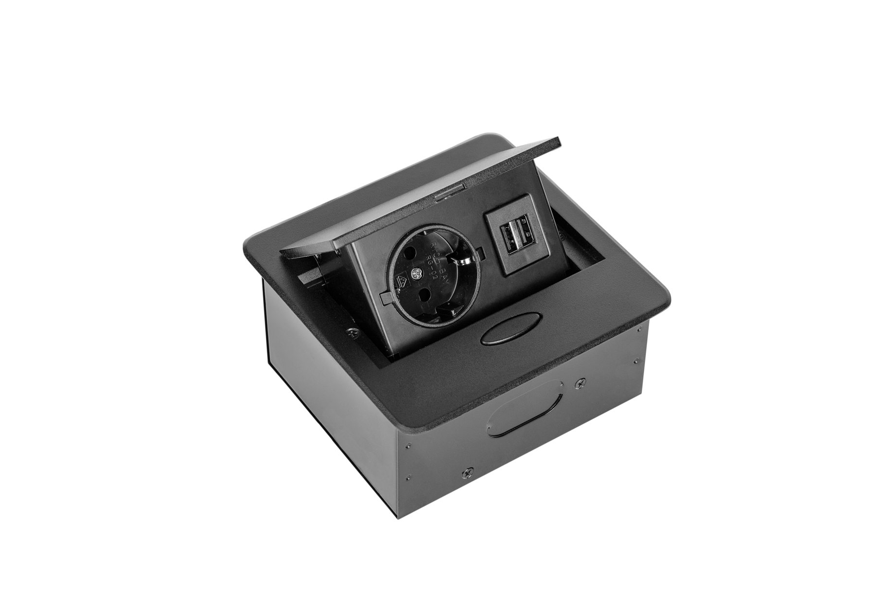 Sete Встраиваемый блок розеток, 1*220, 2*USB, с кабелем, черный