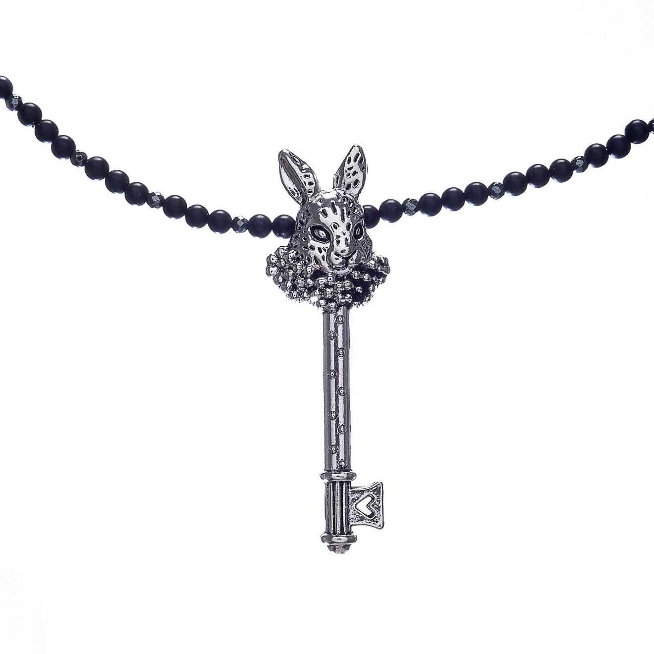 Чокер Lanzerotti, Coniglio, с ониксом и подвеской в форме ключа-кролик, LZ-22.11-417 (черный)