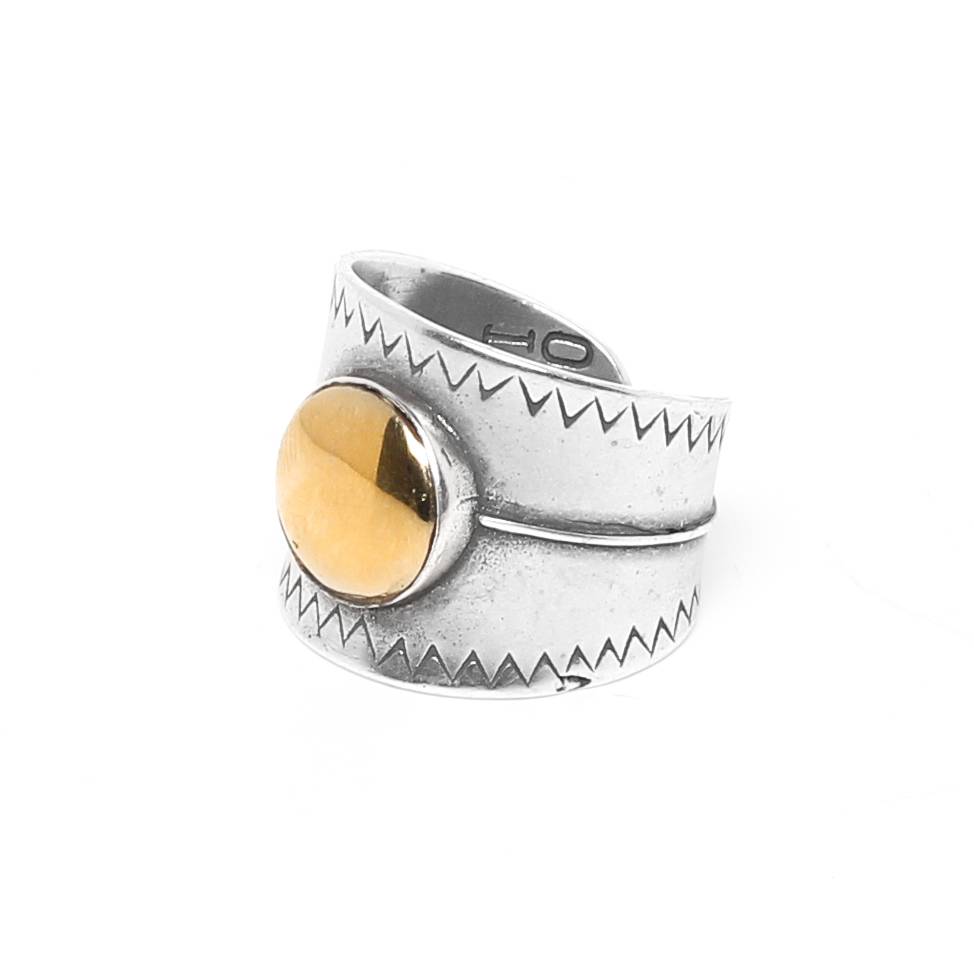 Кольцо ORI TAO, Makeba, разъемное, серебристое с золотистой вставкой, OT-19-29110