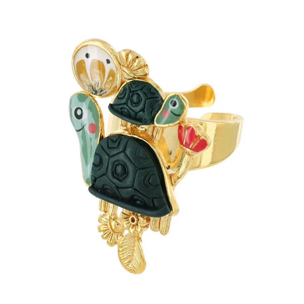 Кольцо TARATATA, Carapate, разъемное, с цветной смолой и декоративными элементами, TT-T22-01406-20M (золотистый)