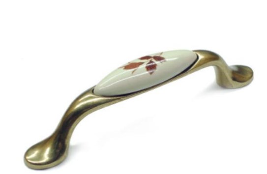 Ручка – скоба GAMET UP19-0096-G00AB-MLK2 бронза/керамика бежевая «Цветок»