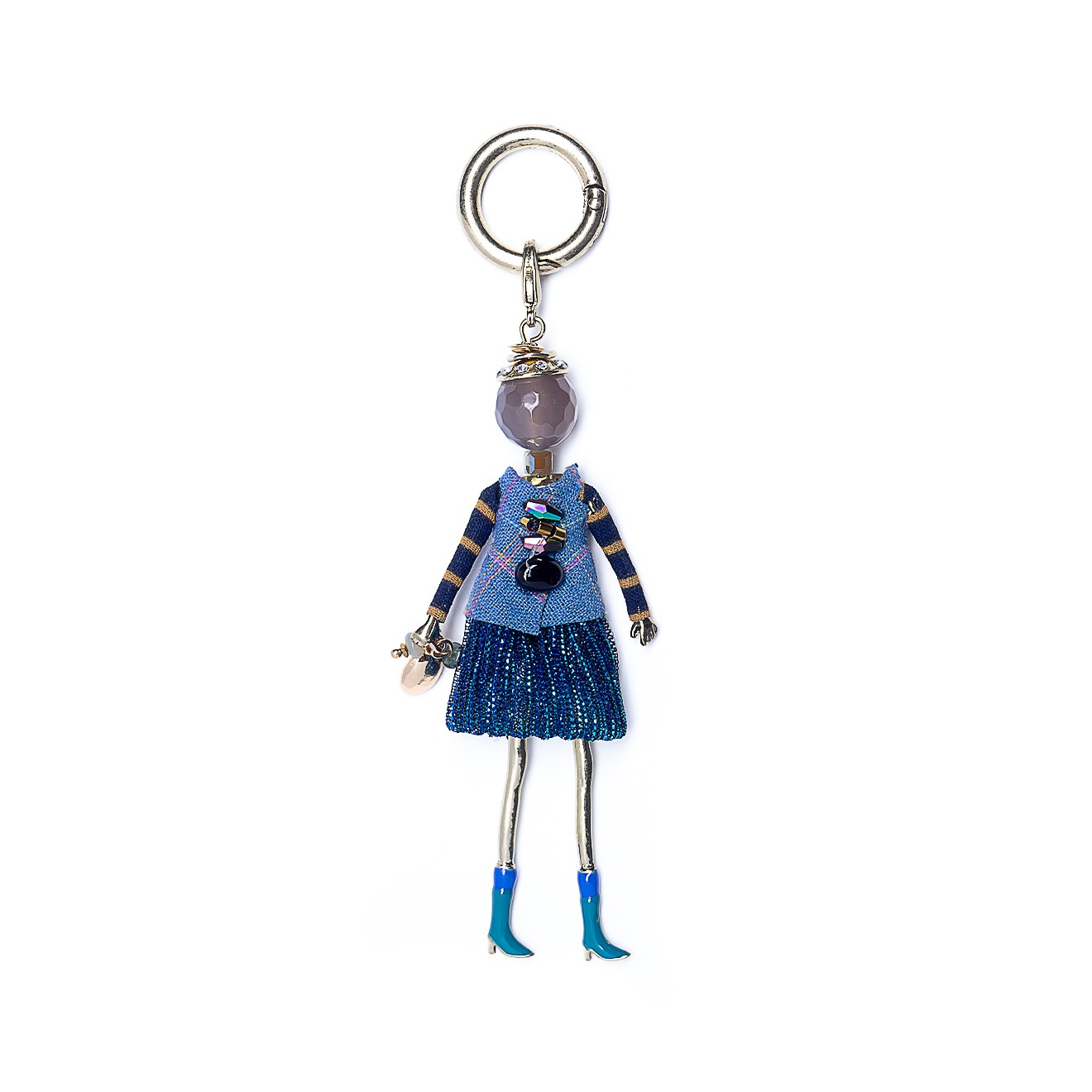 Брелок Miamelie, кукла Элиана в блестящей синей юбке и синей жилетке, MiA-2202-P0006 (золотистый)
