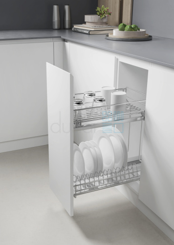 Выдвижная сушка для посуды ALICE в нижний шкаф на ширину фасада 300 мм, цвет - хром SiderPlast
