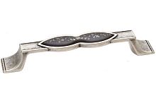 Ручка-скоба 128мм, отделка серебро старое + керамика