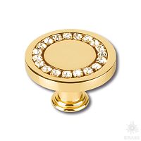 0776-030 Ручка кнопка с кристаллами Swarovski, глянцевое золото 24K
