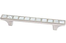 Ручка-скоба 96мм, никель глянец + перламутр