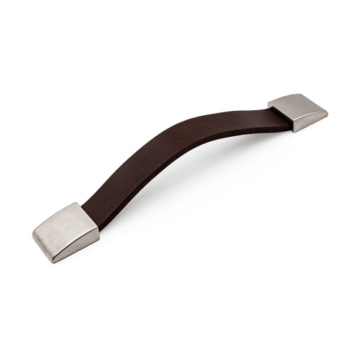 Ручка UU53-128-G6-S2, матовый никель/кожа коричневая, Gamet
