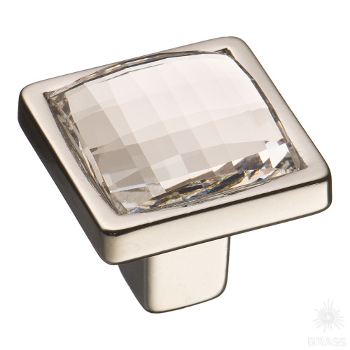 Ручка кнопка с кристаллом Swarovski эксклюзивная коллекция, глянцевый хром