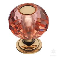 0737-318-1-Pink Ручка кнопка с кристаллом, глянцевое золото