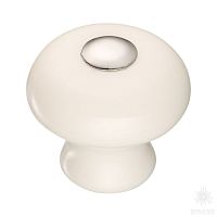 3030-10-000 Ручка кнопка керамика с металлом, белый/глянцевый хром