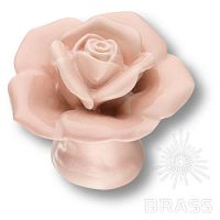 Ручка кнопка в форме розы, керамика ручной работы, цвет розовый