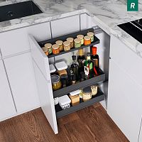 COMFORT II 400 мм Комплект правый, H654 мм, 2 полки + полка для специй, ARENA pure, цвет антрацит, Kesseböhmer