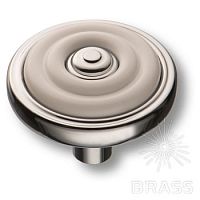 476025MP02PC21 Ручка кнопка современная классика с белой вставкой, глянцевый хром